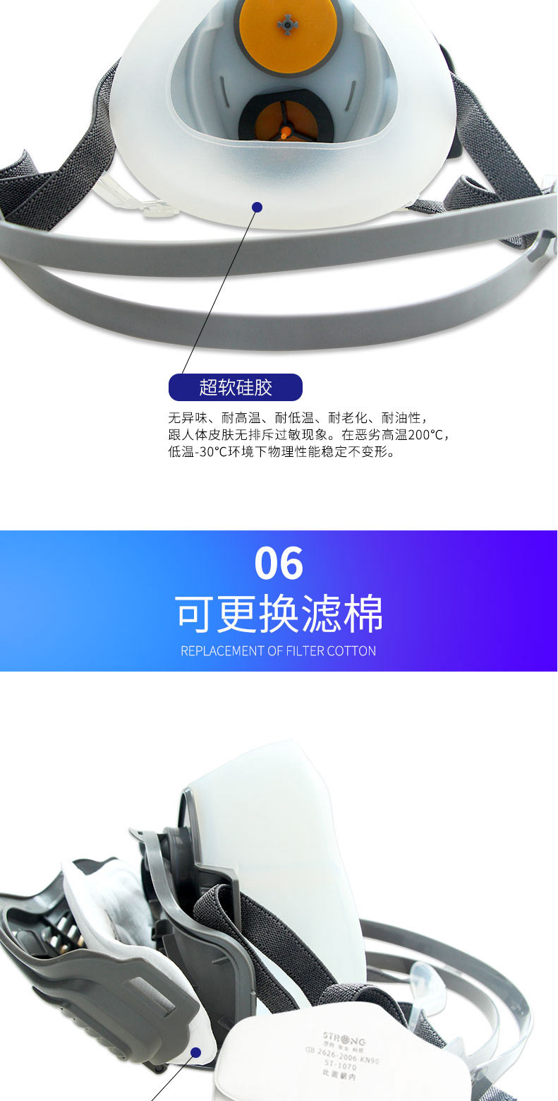 思創(chuàng)半面具矽膠防塵面罩ST-1080