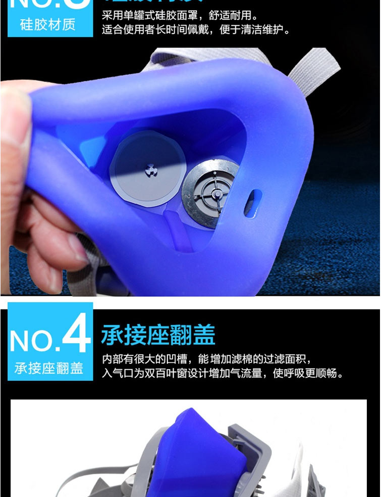 南核NH 8180低阻高效矽膠防塵半面罩
