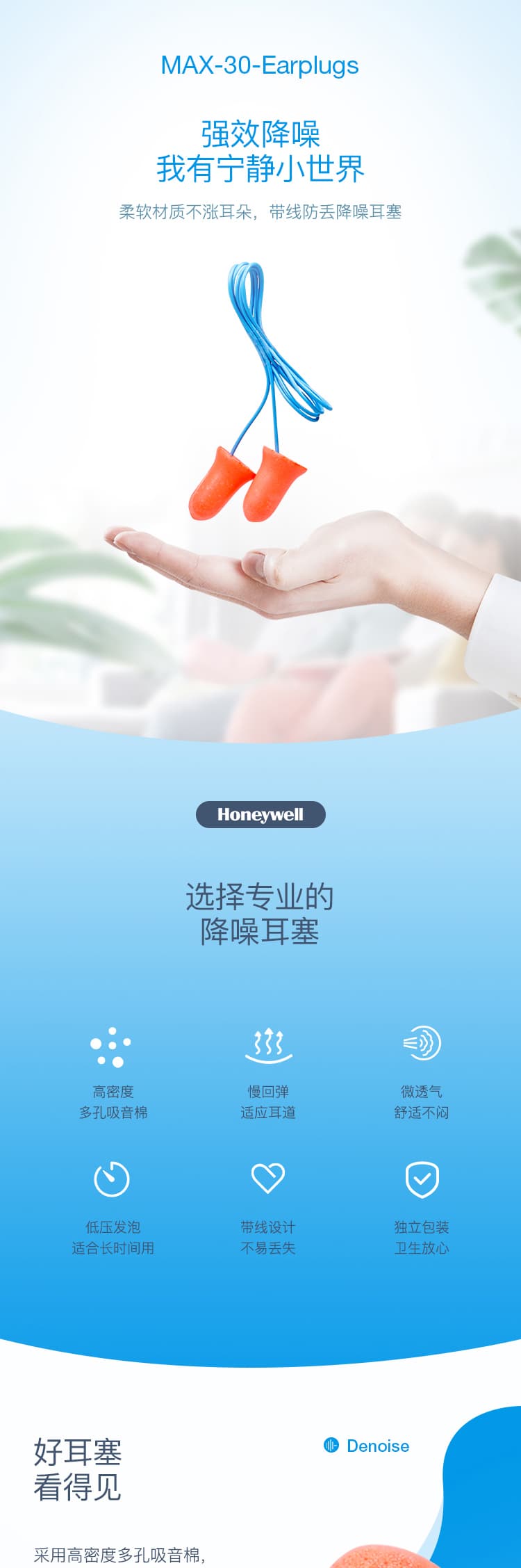 霍尼韋爾 MAX-30 帶線(xiàn )耳塞