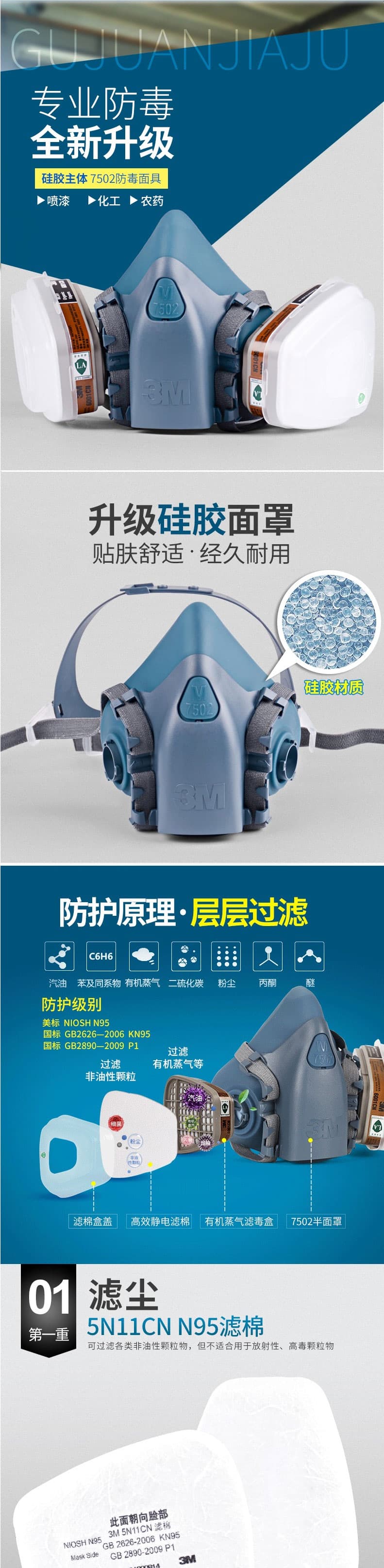 3M 7502 矽膠半面型防護(hù)面罩--廣(guǎng)州防毒面具供應(yīng)商